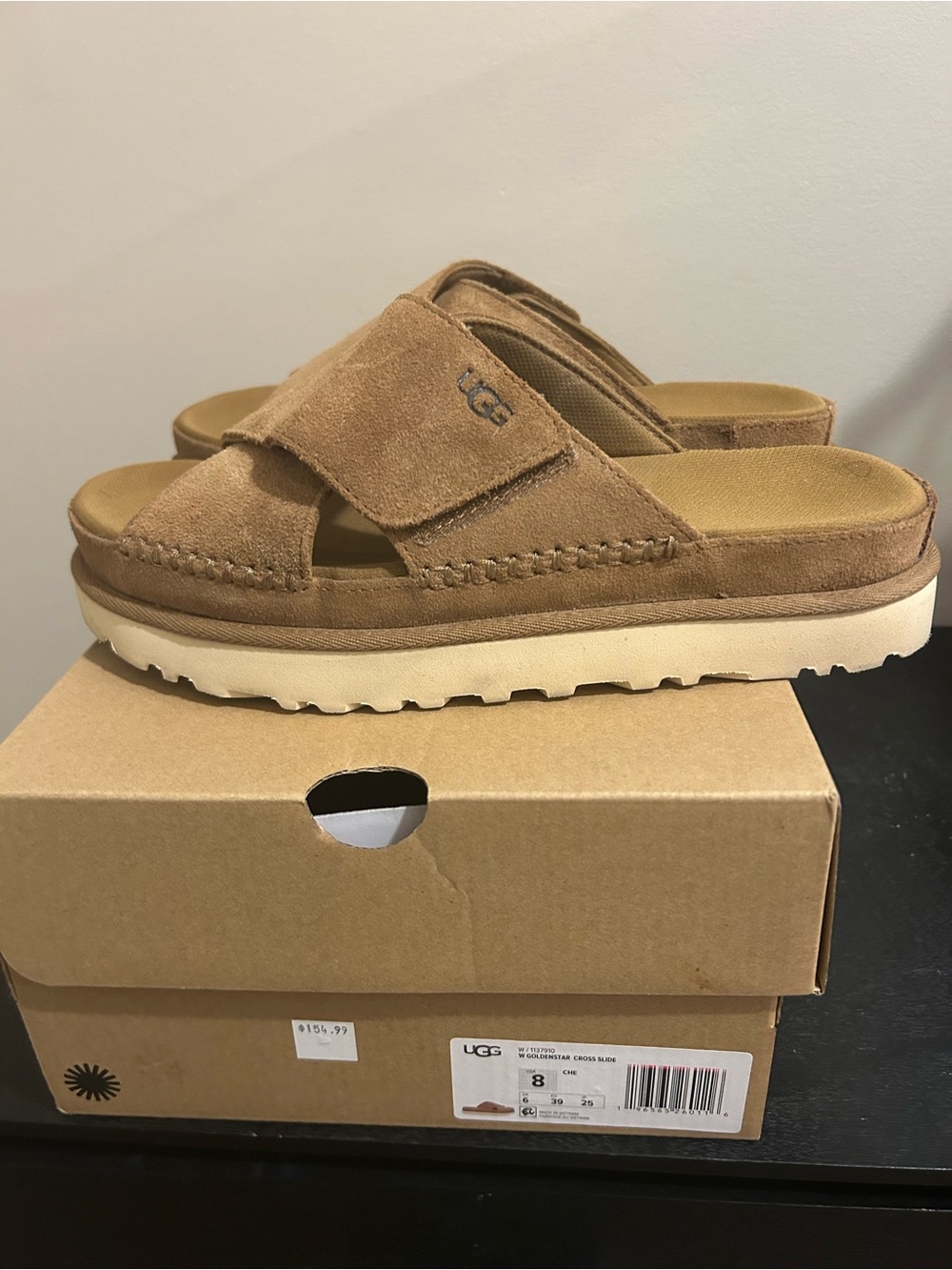 UGG Women’s Chestnut Suede Slide Sandals size 8. Worn once.